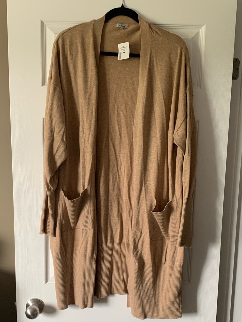 Kismet Long Open-Front Cardigan in Camel